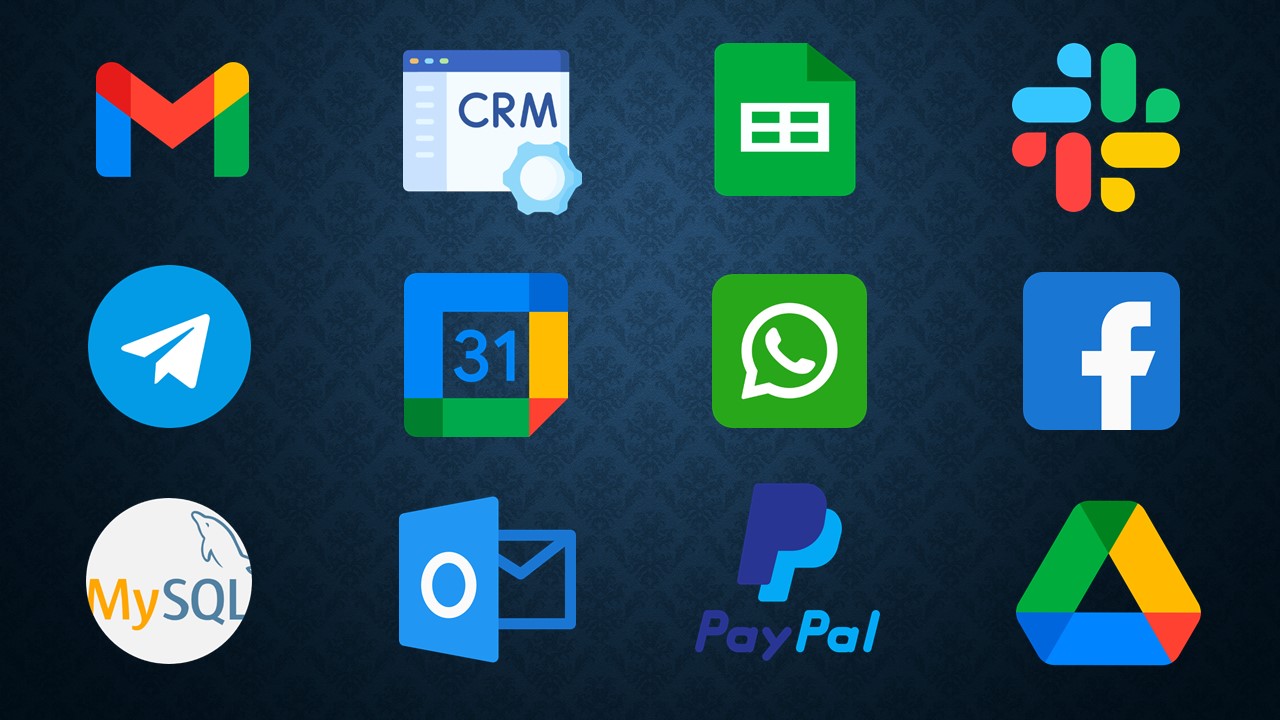 Modern business automation workflow with AI-powered integrations and data flow visualization